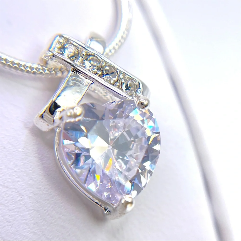 Heart-Cut Swarovski Crystal Infinity Pendant Necklace - Silver